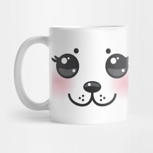 Kawaii funny cat muzzle with pink cheeks and winking eyes (5) Mug